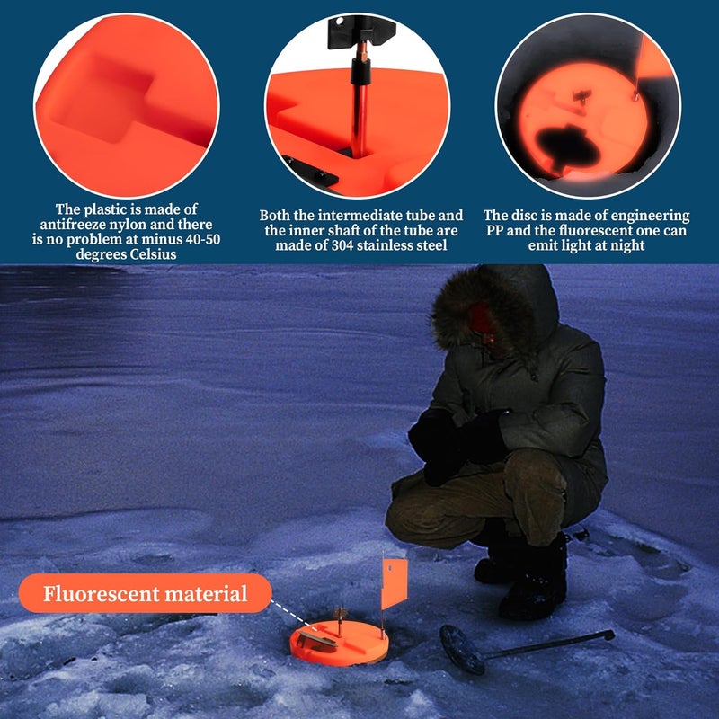 Adnee Ice Fishing Tip-Up - 10.5" Thermal Tip-Up with Orange Pole Flags - Freeze-Proof Ice Fishing Accessories Covers 10" Hole - Image 4